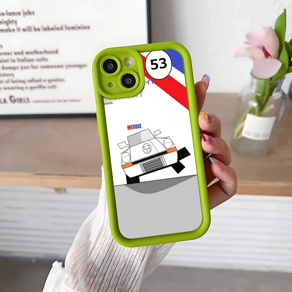 Herbie, Number 53 Phone Case Simple Solid Color Matte Silicone Case For IPhone 15 14 13 12 11 Pro Max Plus Soft Couple