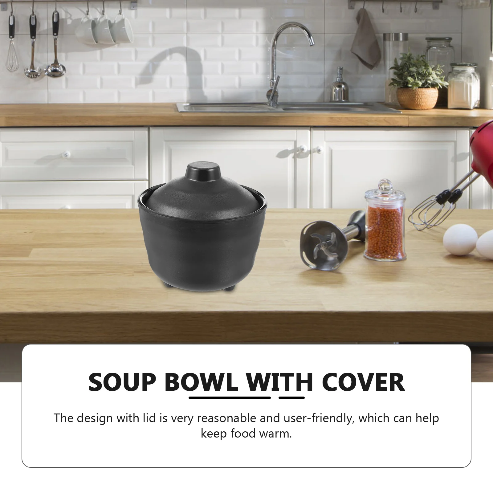 

Japanese Style Miso Soup With Lid Ramen Rice Storage Bowl Imitation Kitchen Supply Practical Food Service Bowl