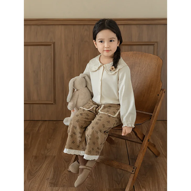 

Girls Fashion Lace Collar Shirt Autumn New Children's Long Sleeve Shirt Baby Top