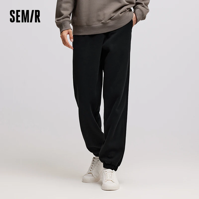 Semir Casual Pants Men Fleece Thickened 2024 Winter New Knitted Cuffed Pants Oversize Versatile Long Pants