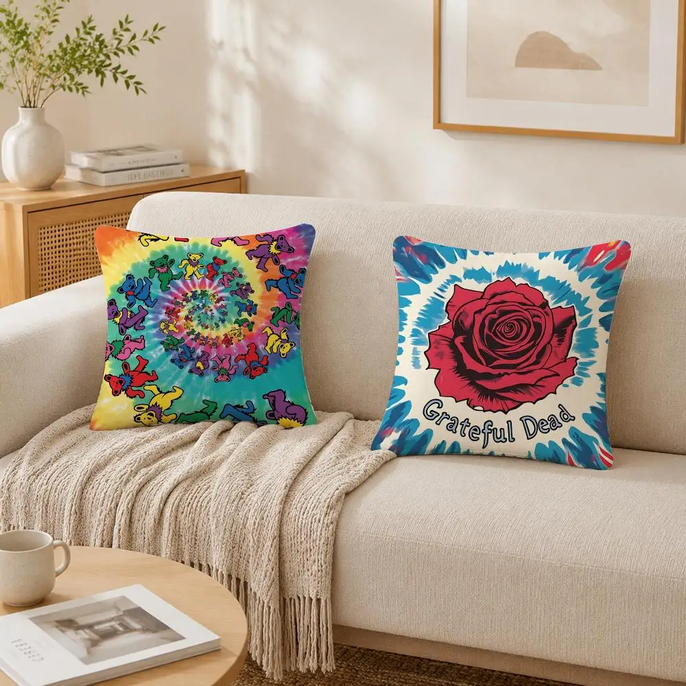 Hot Classic Band G-Grateful D-Dead Cushion Cover Plush Decorative Pillow Case With Hidden Zipper Fashion Room Decor For Home