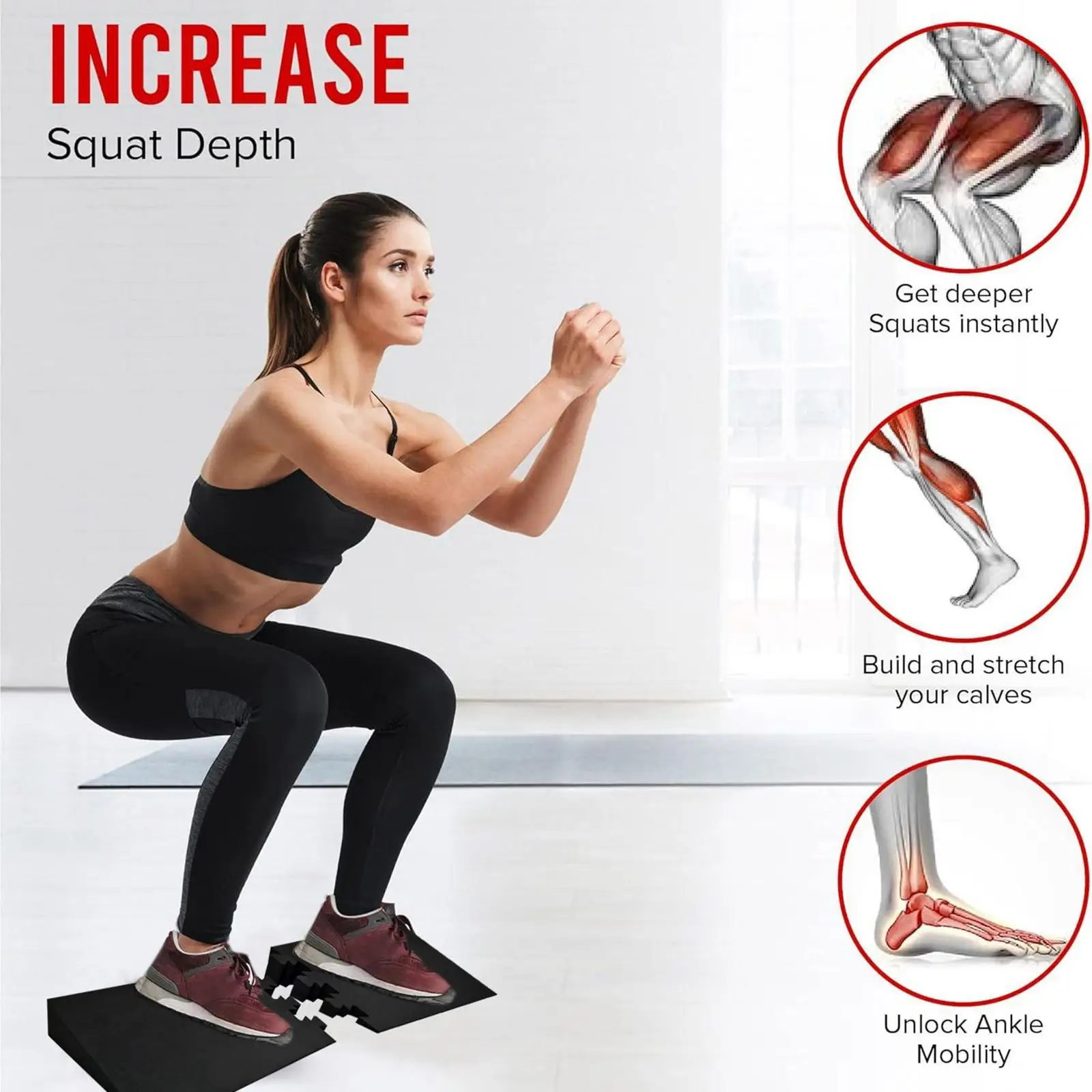 

Нескользящая наклонная доска на клиновых блоках для приседаний для тренировок, растяжки икр