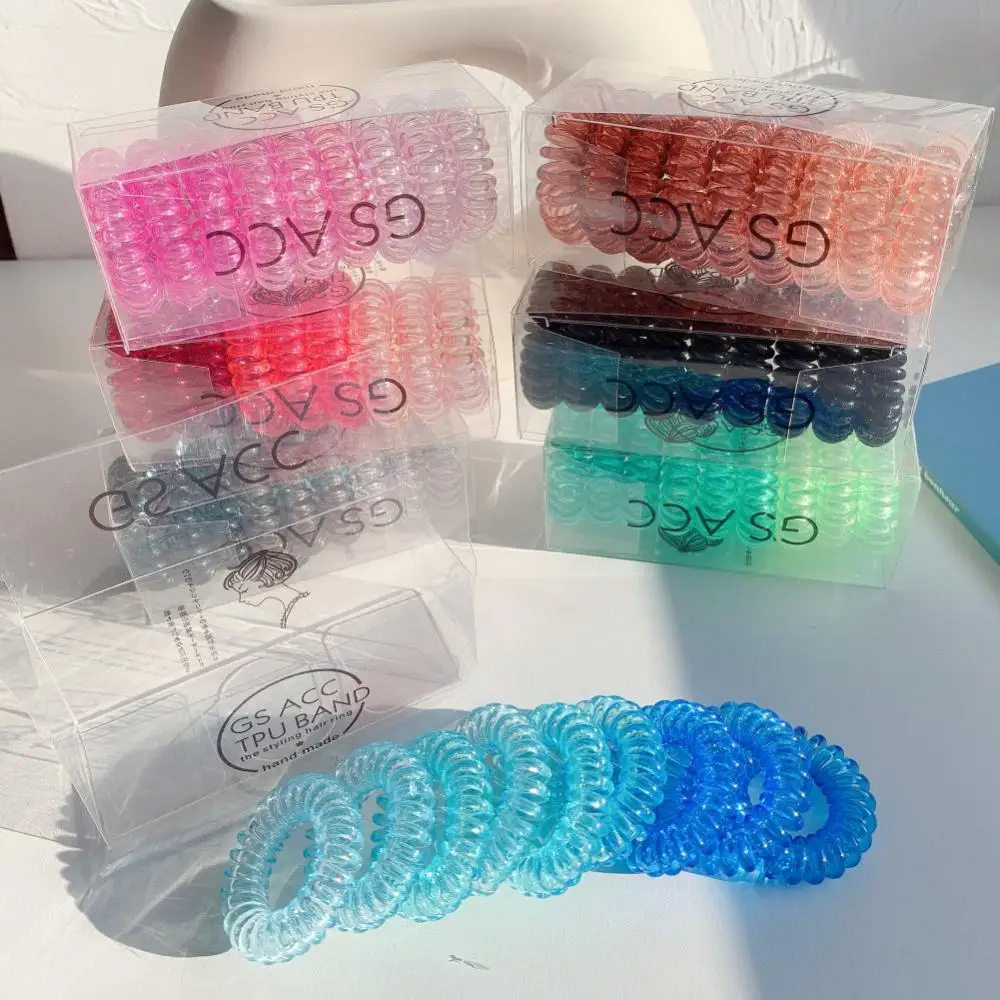 1/3/5PCS Hair Circle Gradient Color Elastic Hair Bands Ponytail Spiral Wire Bands Scrunchie Headbands Hair Styling Hair