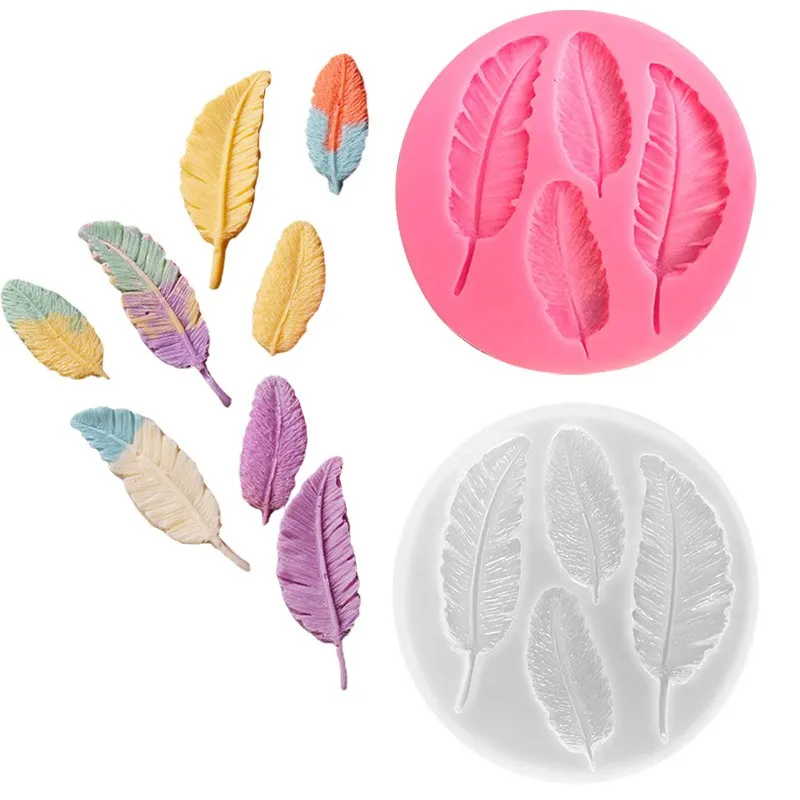 Bird Feathers Chocolate DIY Cake Decoration Silicone Mold Dessert Sugar Cube Rim Accessories Kitchen Baking Supplies Tools