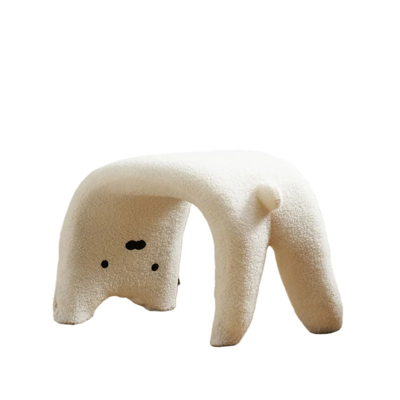 Bear stool makeup stool makeup chair home shoe change modern simple Internet celebrity lamb wool shoe stool