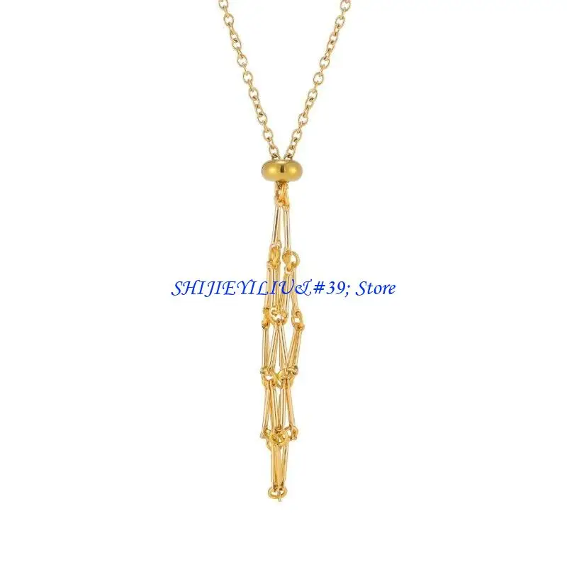 

E21F Adjustable Empty Gemstones Stone Holder Necklace Metal Crystal Cage Necklace