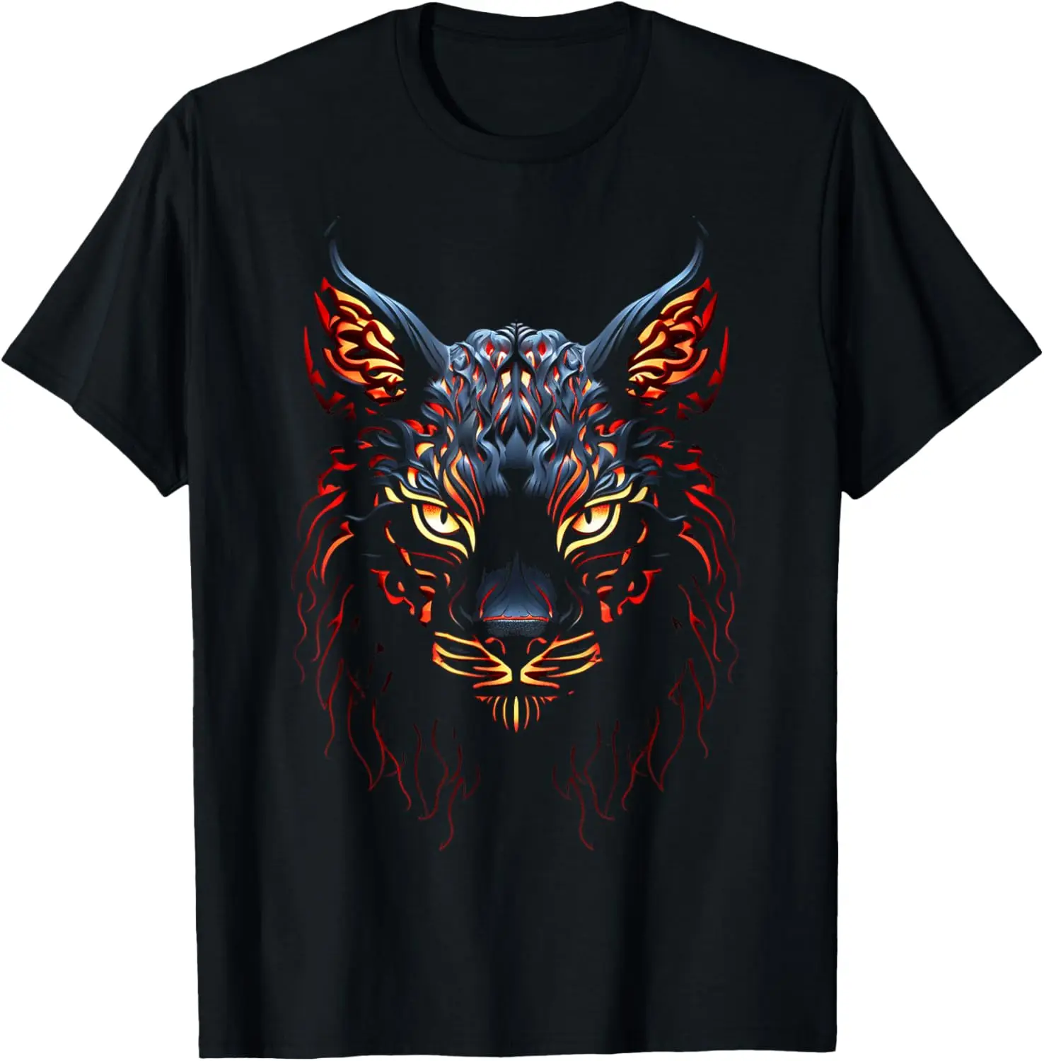 

Fiery Lynx Portrait Graphic Tee Men's Breathable Cotton Short Sleeve T-Shirt Summer Trip