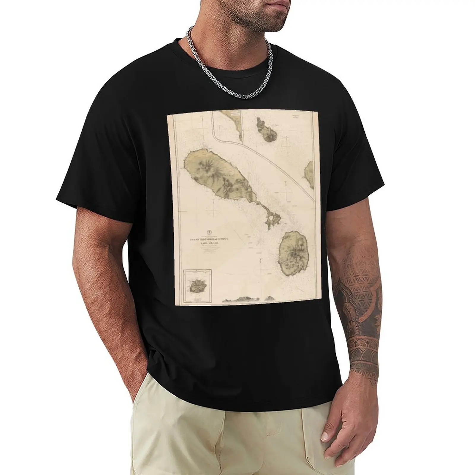 Vintage Map of St Kitts & Nevis (1872) T-Shirt Holiday Party T-Shirt for Men