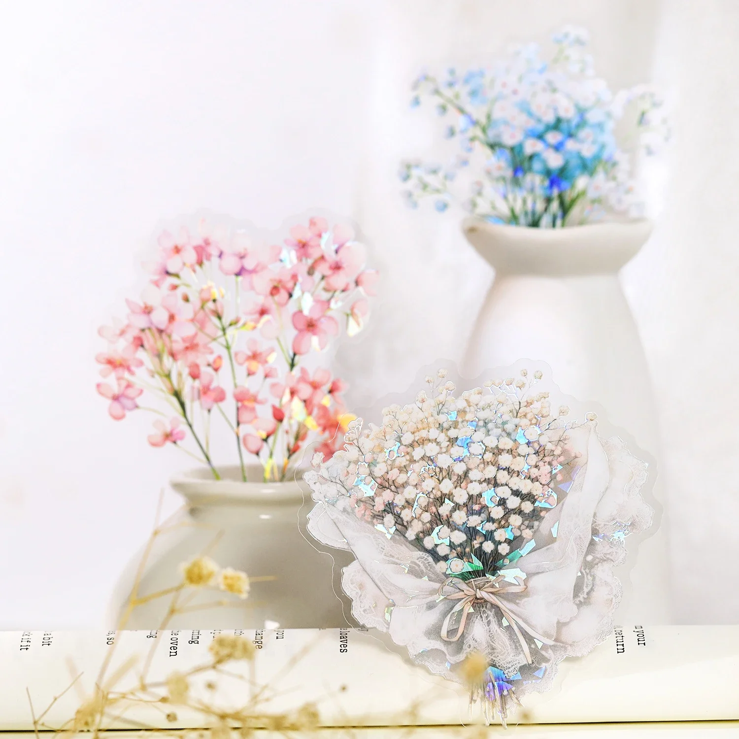 Studded with Star Series Gypsophila Plant Flower Landscaping PET Sticker Creative DIY Journal Material Collage Stationery