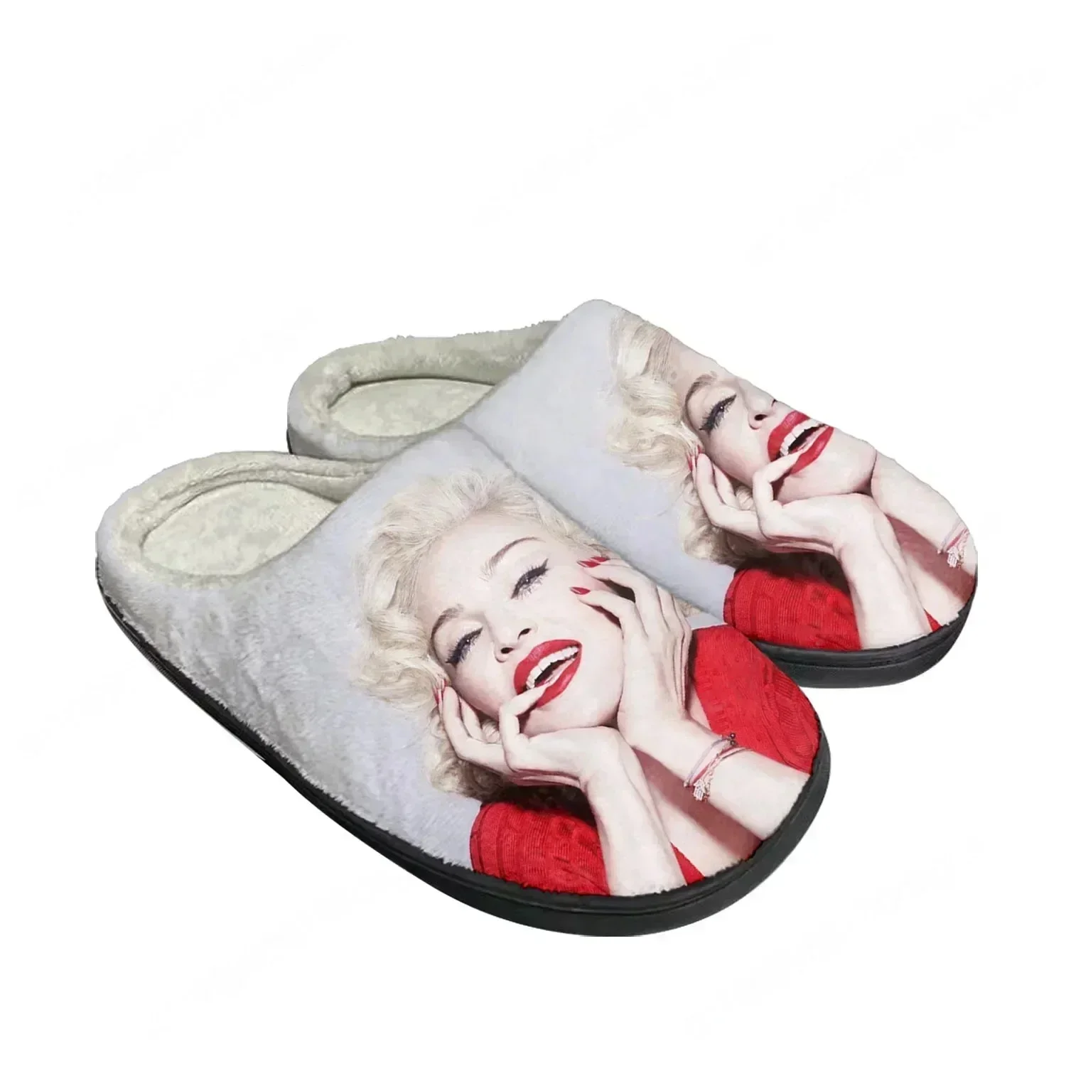 Madonna Pop Rock Singer Disco Home Cotton Custom Slippers Mens Womens Sandals Plush Bedroom Keep Warm Shoe Thermal Slipper Black
