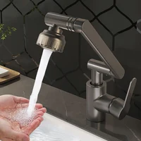 Grifo giratorio Universal de modo Dual, lavabo con brazo robótico, cocina, baño, lavabo doméstico frío y caliente, fregadero