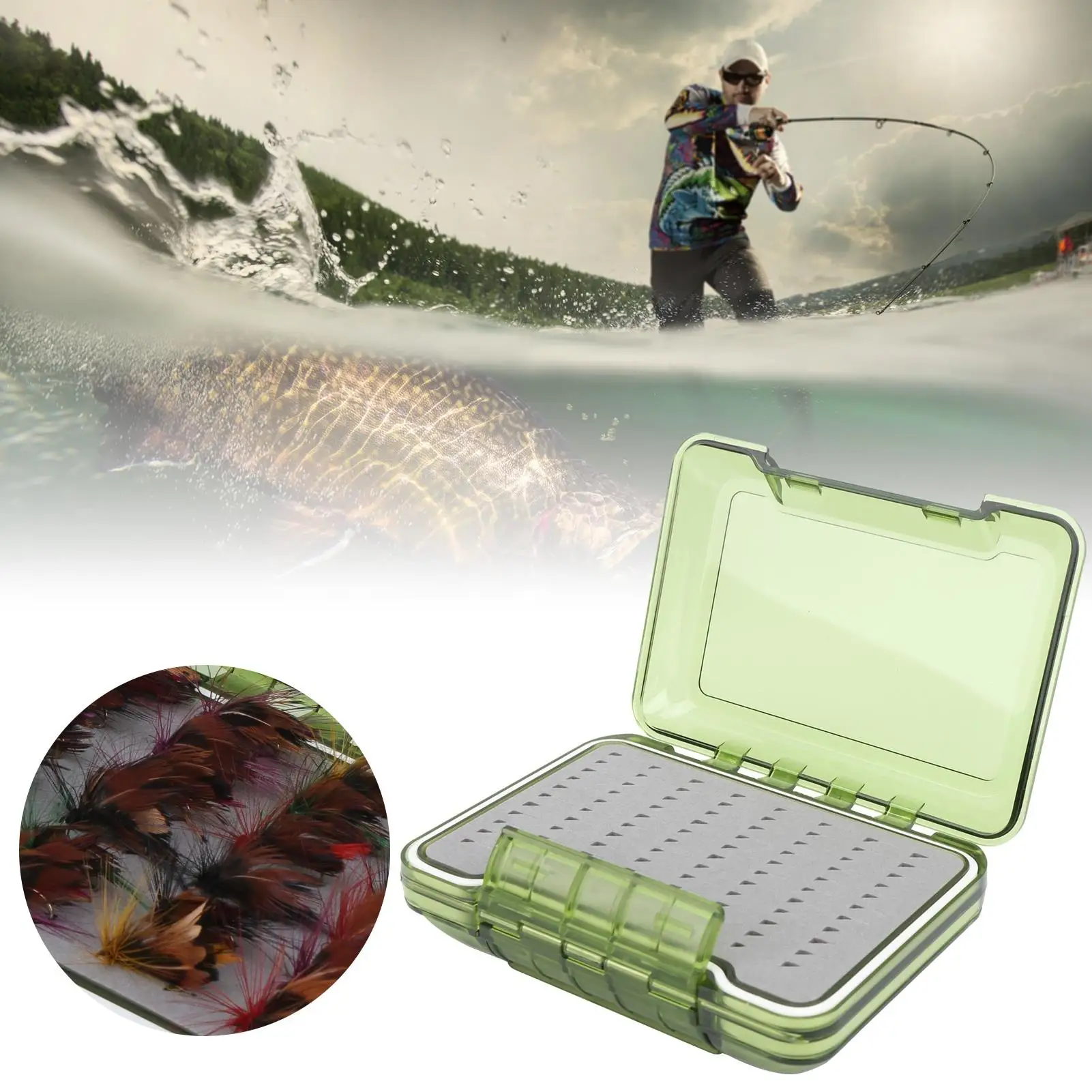 Double-Sided Waterproof Fly Fishing Tackle Box with Transparent Cover - Bait Storage Case & Accessories