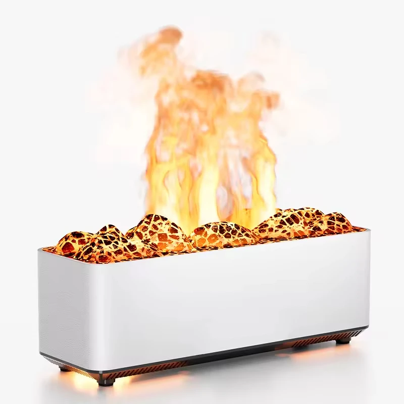 Flame Aromatherapy Diffuser & Humidifier, Simulated Fireplace Design, for Home Bedroom Desktop, USB Powered, Waterless Auto-Off
