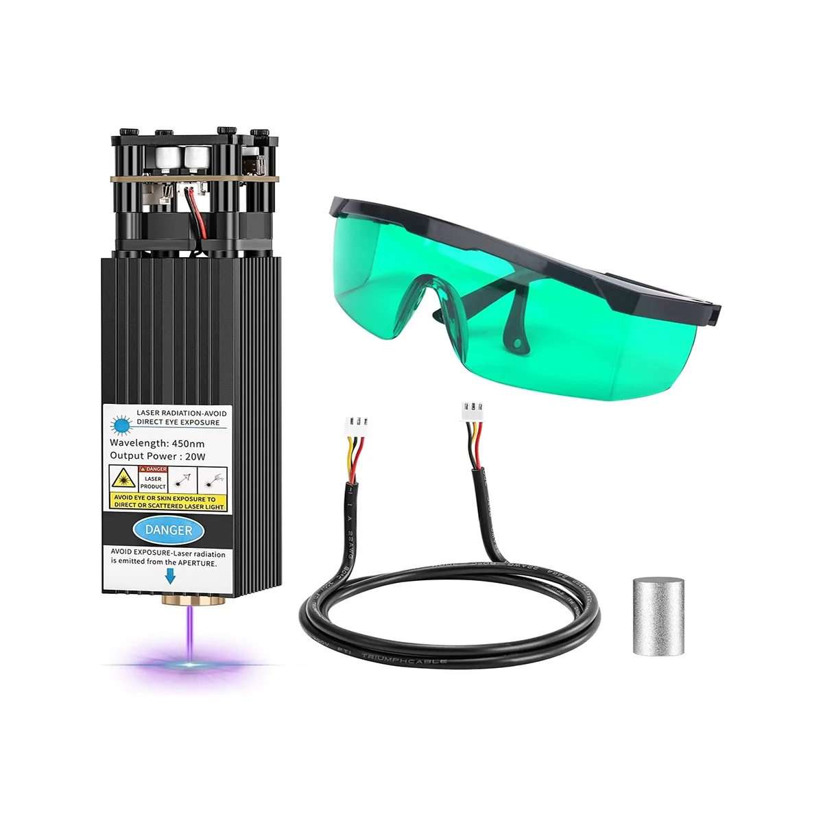 

20W Laser-Module Kit for 4540 CNC Router Machine,5.5W Optical Power 12V 450Nm Laser-Head with 7.5 Ft Cable,for Wood