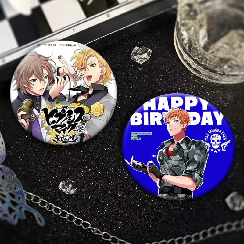 Anime Hypnosis Microphone Brooches Pins Yamada Ichiro Aohitsugi Samatoki Busujima Mason Rio Amemura Ramuda Badge Bag Accessories