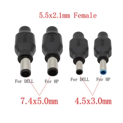 1Pcs DC Power Female Jack 5.5 x 2.1mm To 4.5 x 3.0mm / 7.4 x 5.0mm Male Plug Adapter Connector For HP / DELL Notebook Laptop