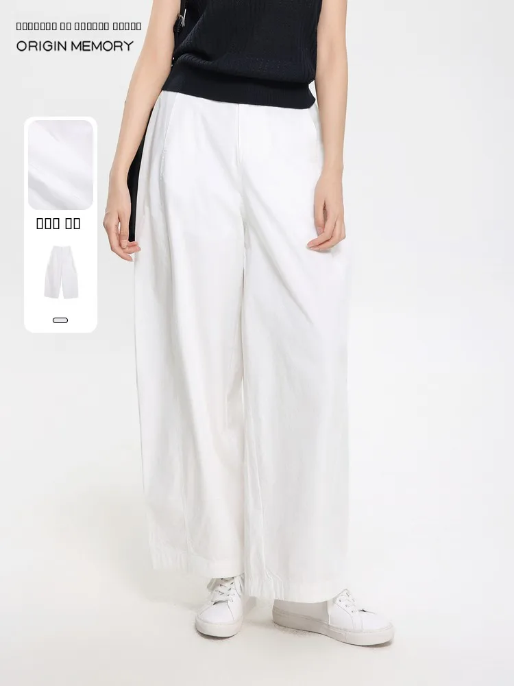 

Широкие брюки с высокой талией, универсальные, свободного кроя, летние, новинка, удобные хлопковые брюки для женщин.