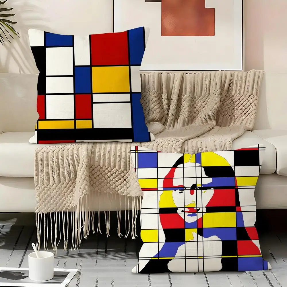 Piet M-Mondrian Art Pillow Case Pillowcase, Double-sided Printed, Sofa Cushion, Bedroom Headboard Pillow