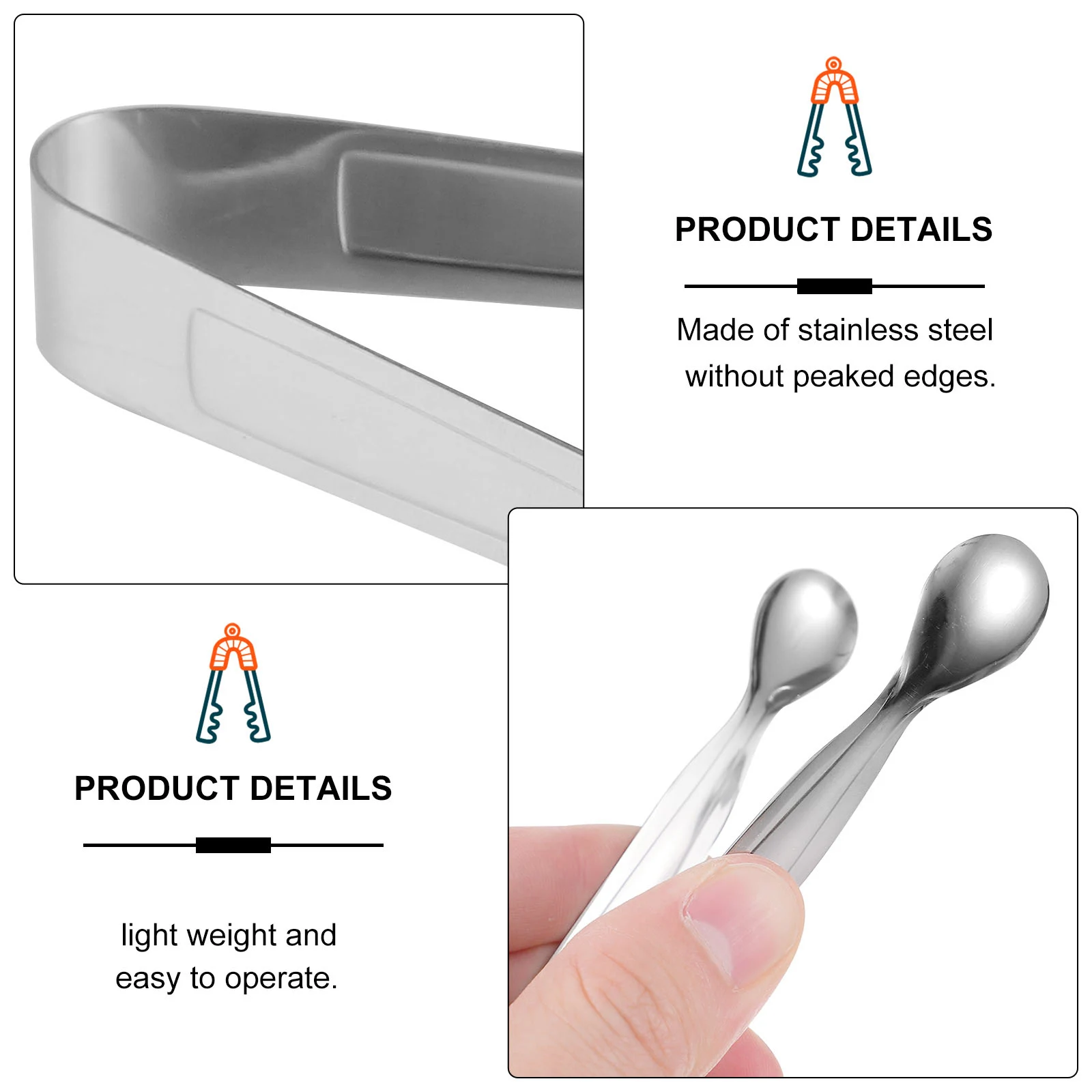 

8pcs Stainless Steel Ice Tongs Serving For Cocktails Iced Drinks Barbecue Kitchen Cooking Tongs Rust Resistant Lightweight