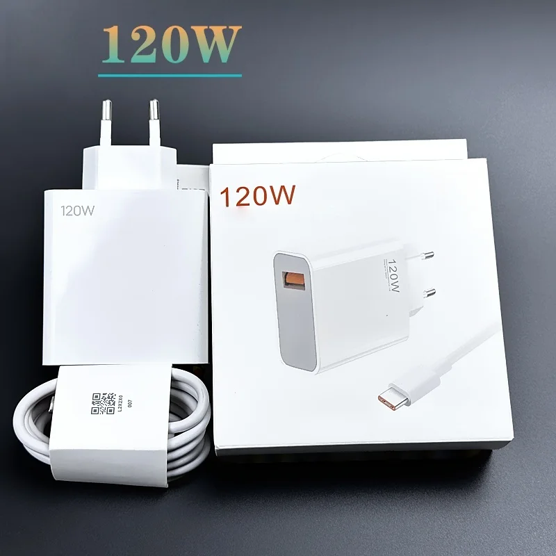 Carregador Xiaomi 120W Turbo Fast Charge EU Hypercharge Gan Adaptador para Redmi Note 11 12 Pro Plus 5G Mi 14 13 13T com Cabo
