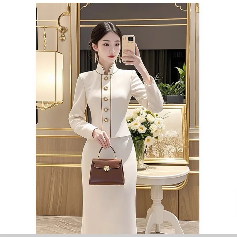 Autumn women's fashion and western-style professional small fragrance style jacket and skirt set