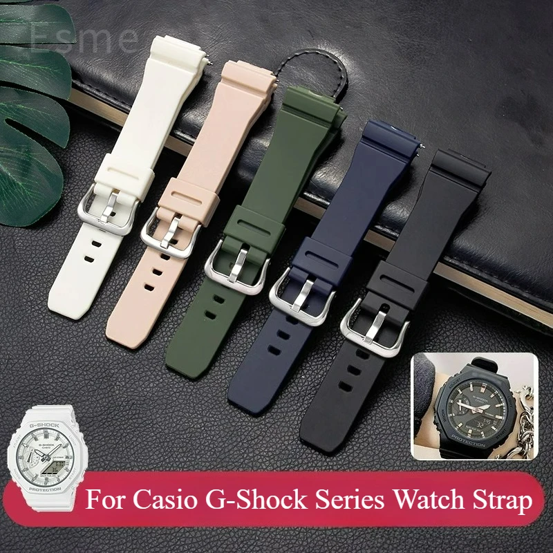 الراتنج حزام ساعة اليد ل كاسيو G-SHOCK GM-S2100 المرأة مثمنة البلوط الرياضة مقاوم للماء Sweatproof الراتنج سوار ساعة 16 مللي متر