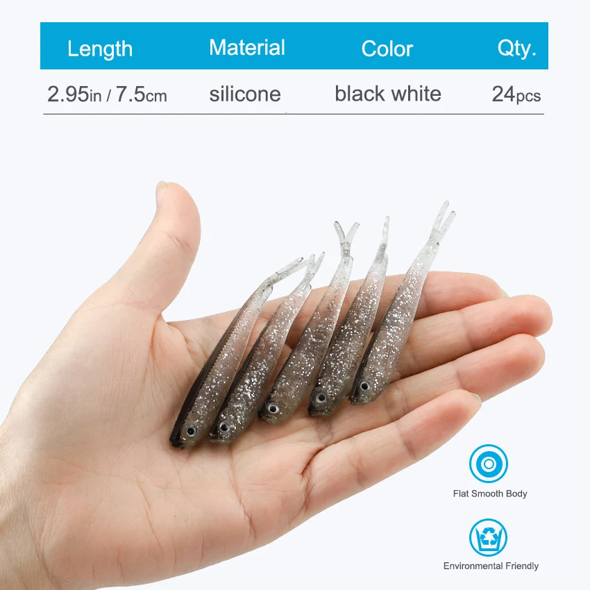 Ackibbik 24 قطعة طعوم صيد السمك الناعمة سيليكون الطعوم الاصطناعية طعوم السباحة أسماك البلمة الناعمة لملحقات صيد سمك السلمون المرقط #6