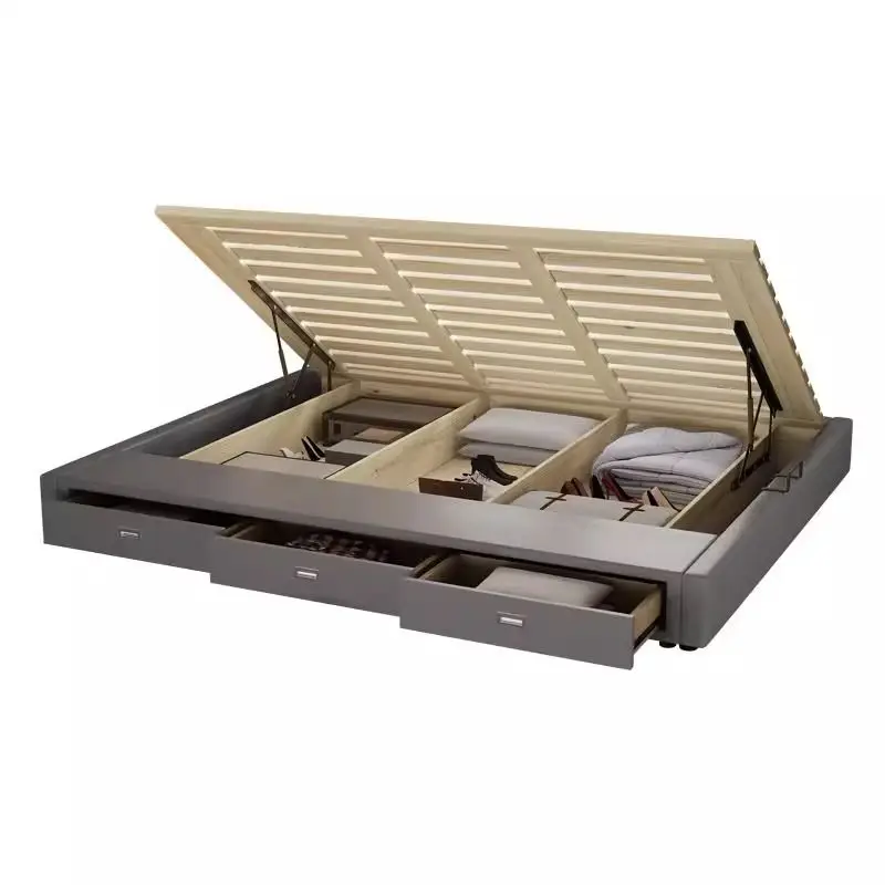 

Small apartment without bedside bed frame Solid wood bed frame Tatami storage bed pumping