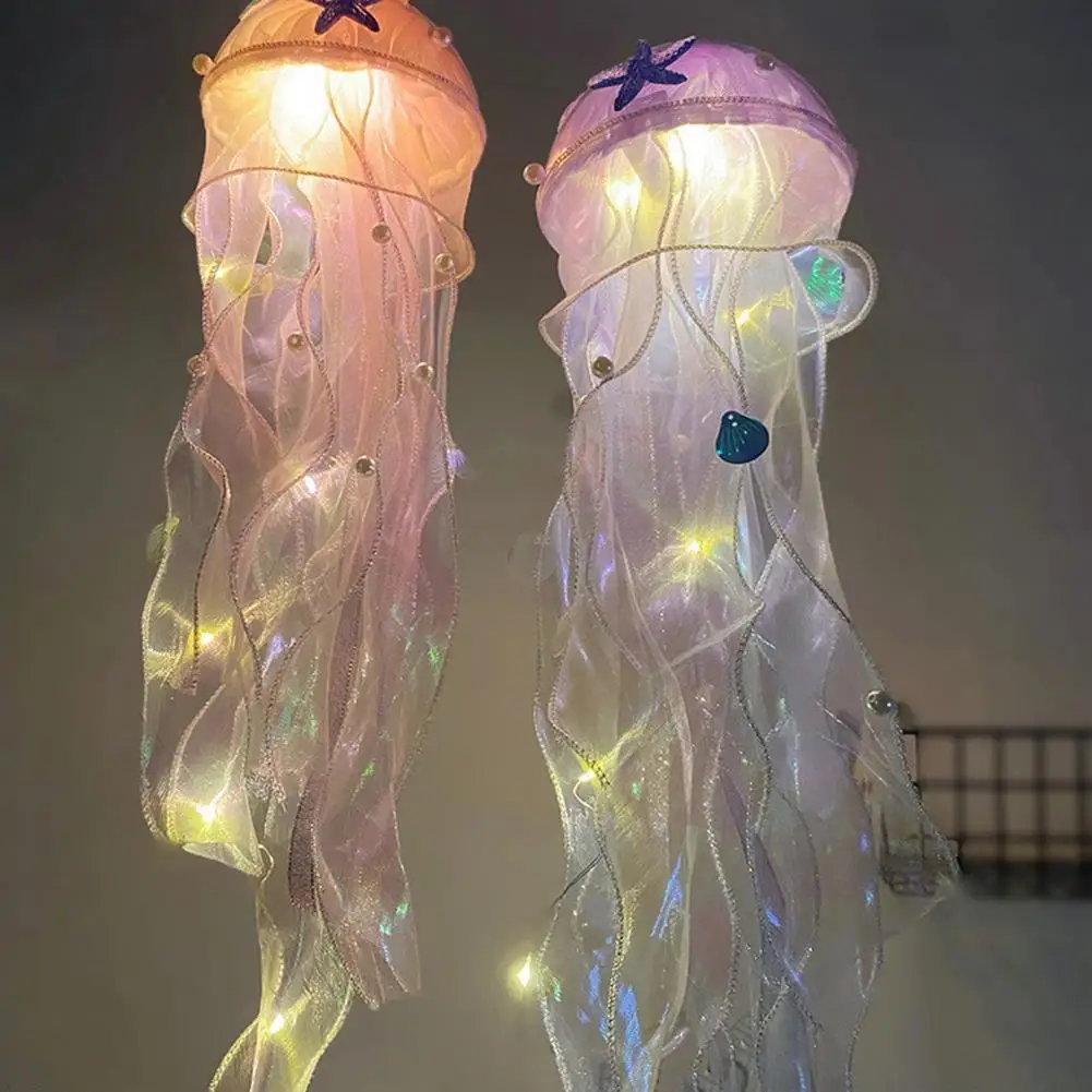

Lamp Romantic Handmade Light Colorful Multipurpose Decorate DIY Kit Creative Yarn Jellyfish Night Light Bedroom