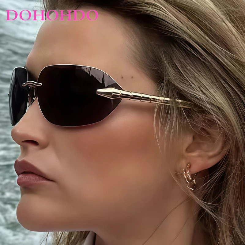 

Metal Frameless Punk Y2K Women's Sunglasses Luxury Brand Design Men's Sun Glasses Summer Traveling Drive Fashion Goggles UV400