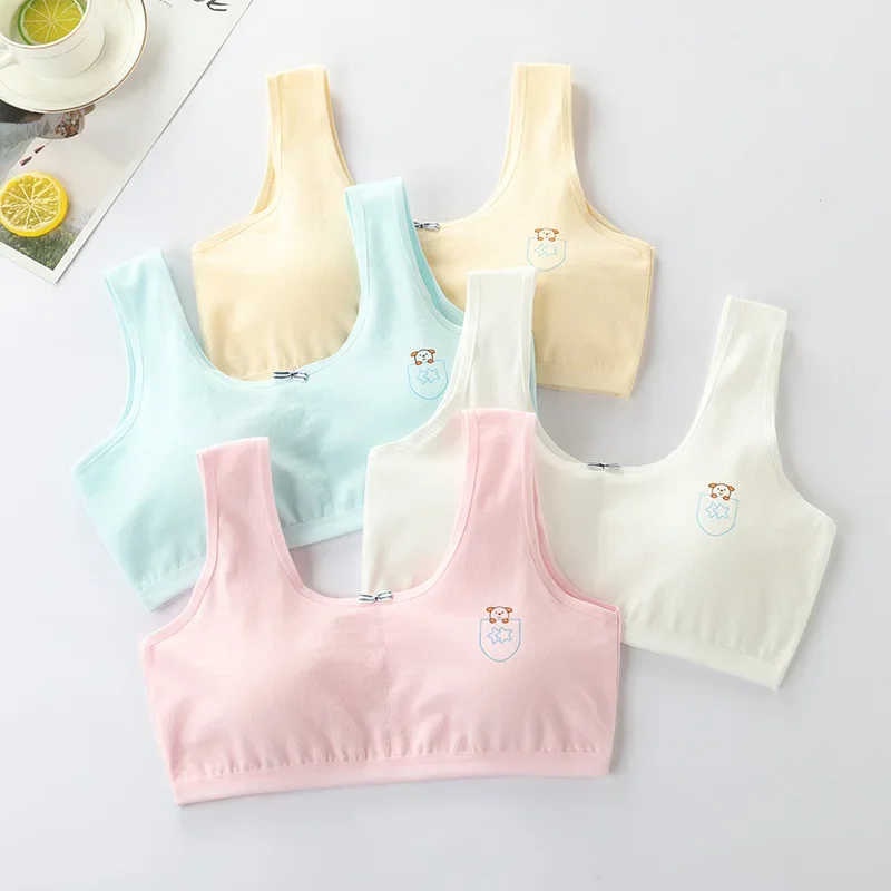 4 Pcs/Lot Cotton Girls Puberty Student Bra Children Development Anti-Glare Junior High School Student Bra Underwear Undershirt