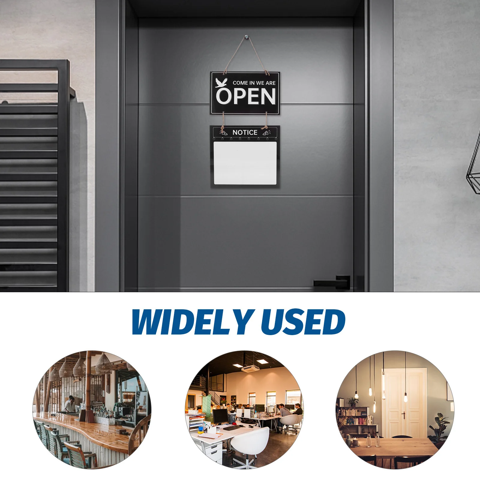 علامة خشبية مفتوحة ومغلقة مزدوجة الجوانب قابلة للمسح معلقة لساعات العمل لمتجر مقهى صالونات التجميل ديكور مقاوم للاهتراء