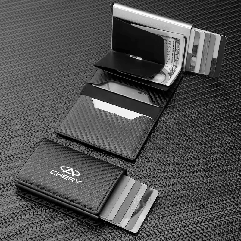 Car Rfid Wallets Automatic Pop-up Bank Credit Cardholder Case For Chery Tiggo 5 2 3 7 8 PRO 5X 3X QQ Fulwin Face Arrizo A1 A3 A5