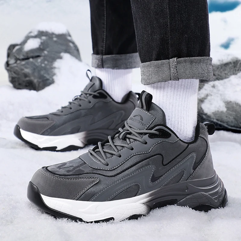 

Men's Waterproof Snow Boots with Plush Lining, Anti-Slip and Wear-Resistant Sneaker Sole, Warm Winter Casual Boots