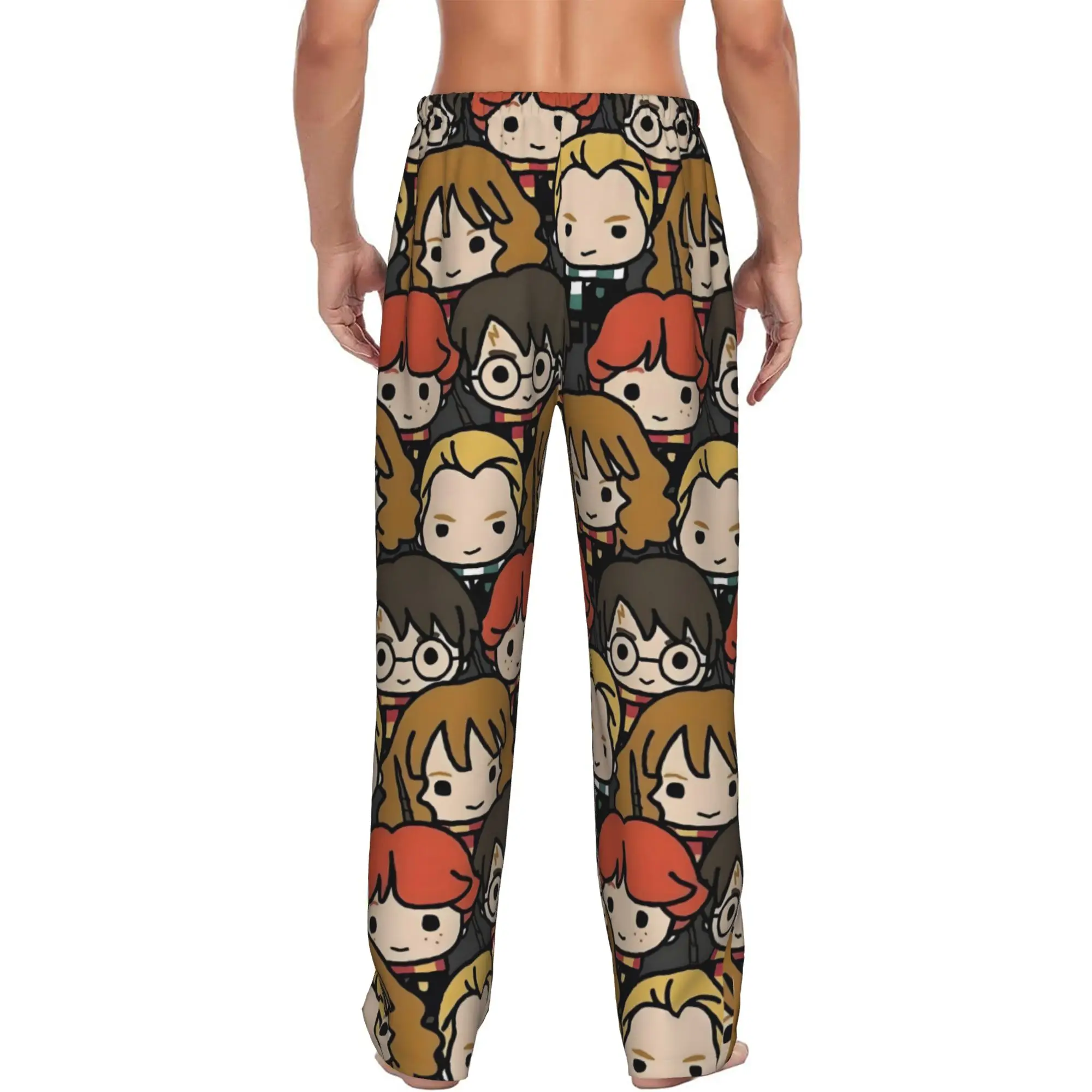 Custom Print H-Harryed Halloween Pajama Pants for Men Magic School Sleep Sleepwear Bottoms with Pockets