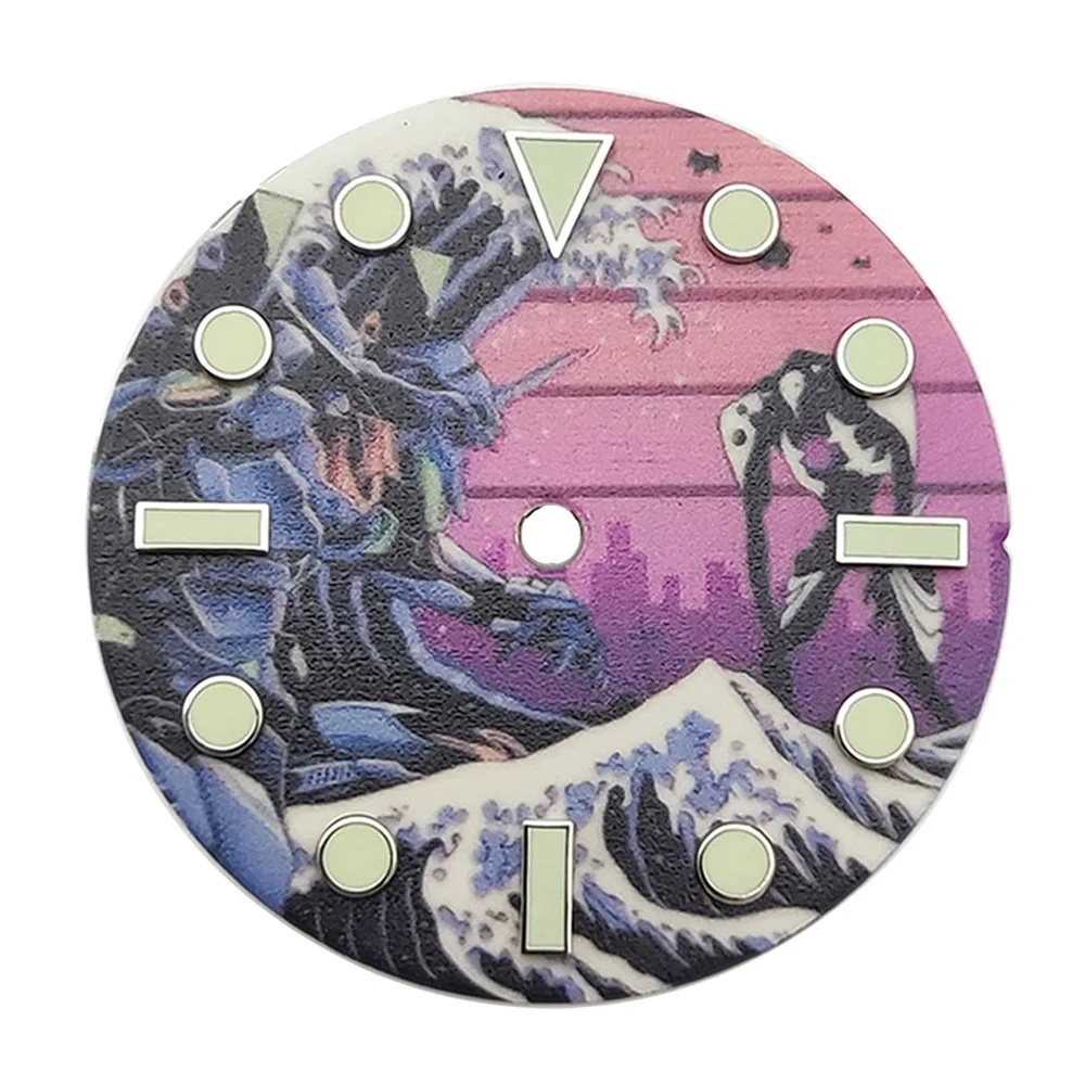 2025 العلامة التجارية الجديدة ساعة الطلب 28.5 مللي متر كامل الأخضر مضيئة الهاتفي ل NH35 NH36 التلقائي ساعة يد تعمل بالحركة اكسسوارات