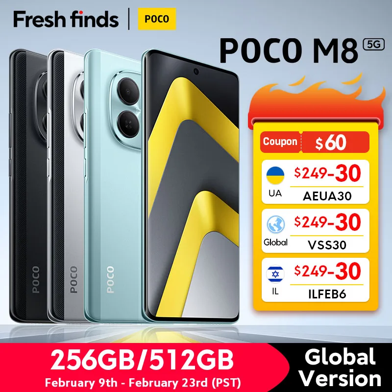 【Estreno Mundial】Teléfono Celular POCO M8 5G Versión Global Snapdragon ®   Cámara de 6.ª generación y 3 50MP, pantalla AMOLED de 6.77 pulgadas y 120 Hz, 5520 mAh, 45 W, NFC