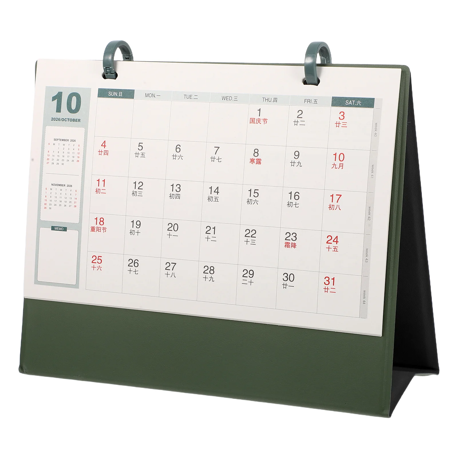 

2026 Mini Desk Calendar Horse Year Theme Pu Standing Desktop Tabletop Office Planner Small Block Calendar Green