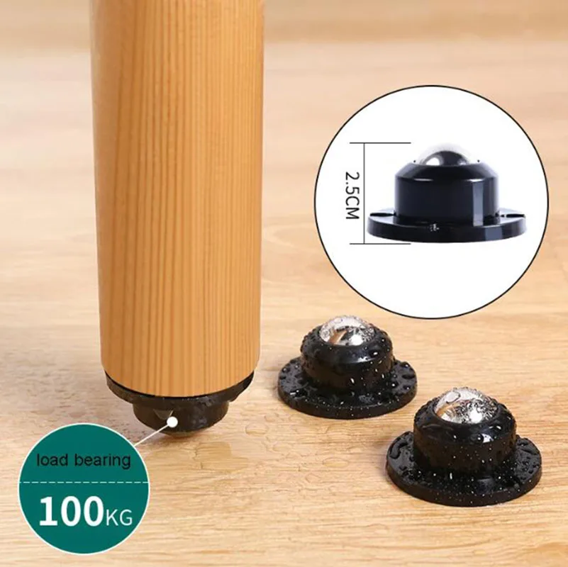 Mini ruedas giratorias autoadhesivas, rueda Universal de acero inoxidable, polea de rotación de 360 grados para cubo de basura de muebles, 4 piezas