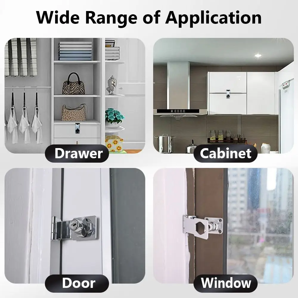 Buckle Punch-free Cupboard Burglarproof Cabinet Keyed Hasp Lock Door Lock Drawer