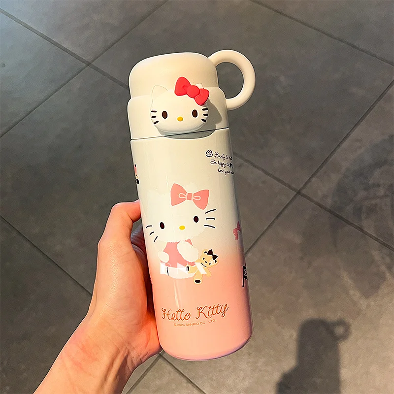 Sanrio Winter Hello Kitty Cute Student Thermal Kettle Kulomie Cartoon Outdoor Portable Stainless Steel Water Cup