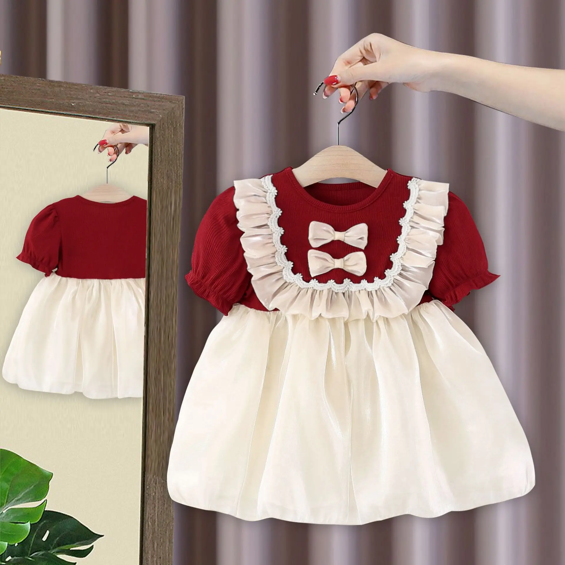 Children's Dress 2025 Summer New Little Girl Foreign Princess Dress Baby Short-sleeved Skirt Fashion Casual