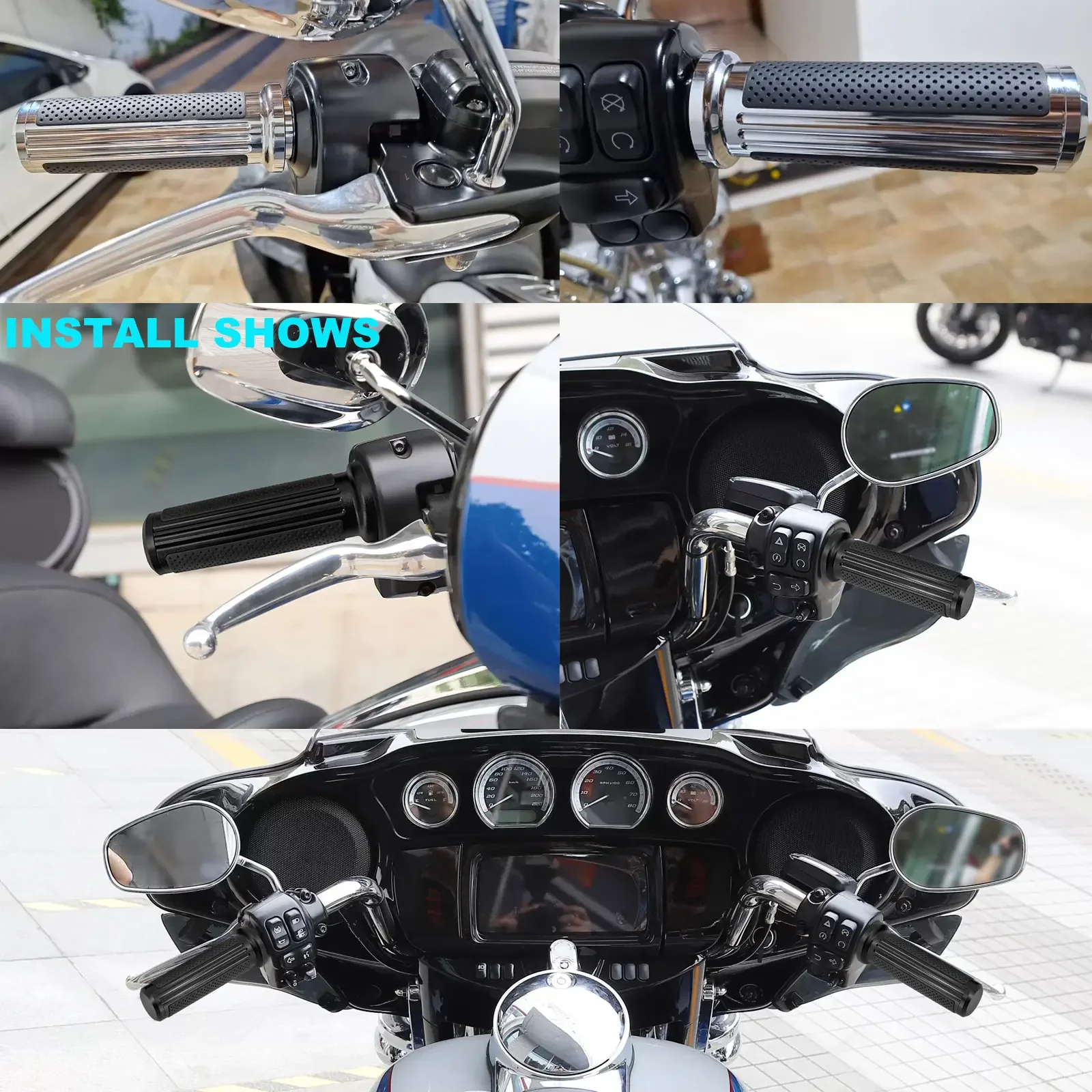 Motorcycle 1\'\' 25mm Electronic Throttle Handle Bar Hand Grips Handle Grip CNC For Harley Touring Electra Glide Softail Fat Boy