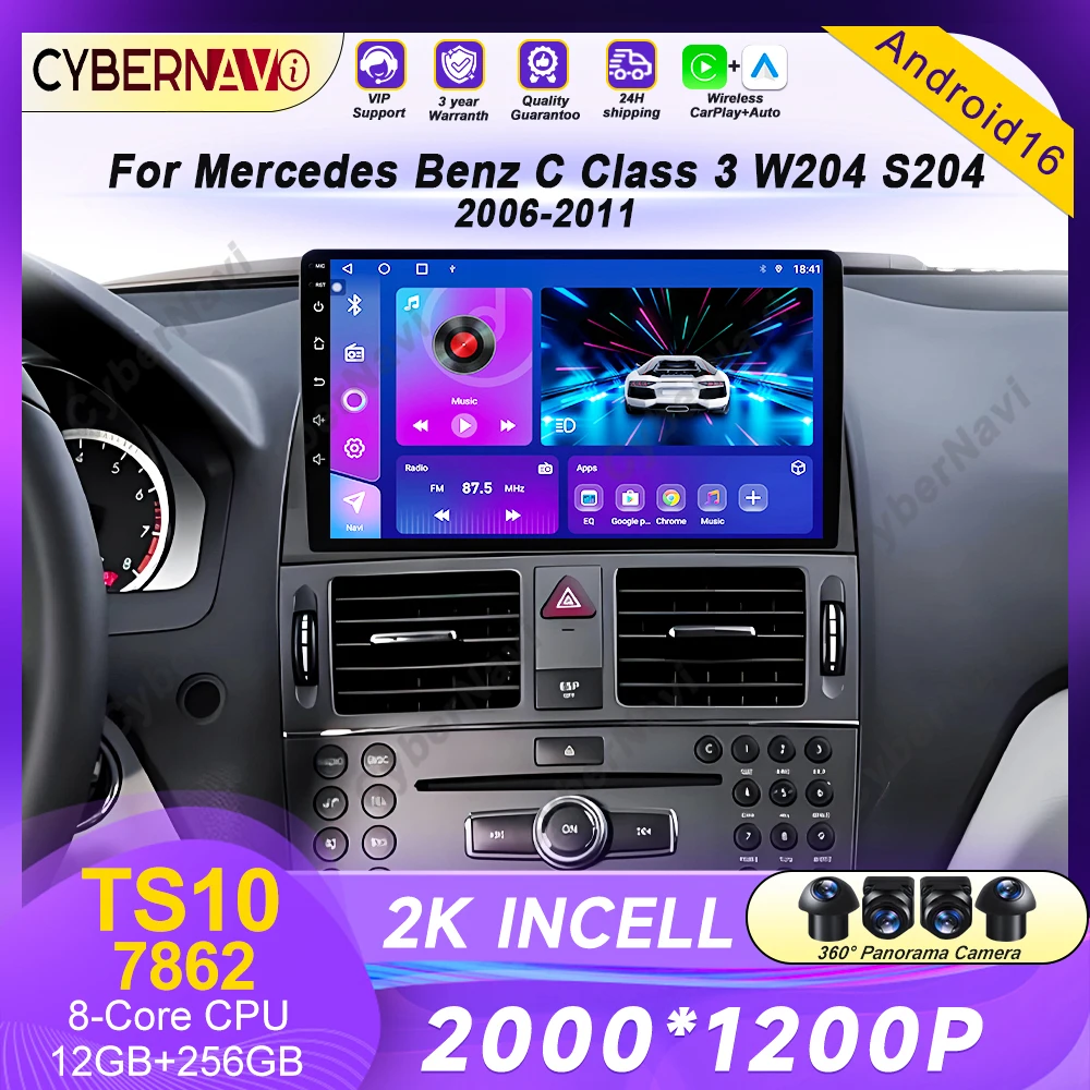 

Android For Mercedes Benz C Class 3 C220 C180 W204 S204 2006 - 2011 Car Auto Carplay Radio Multimedia Screen GPS Navigation BT