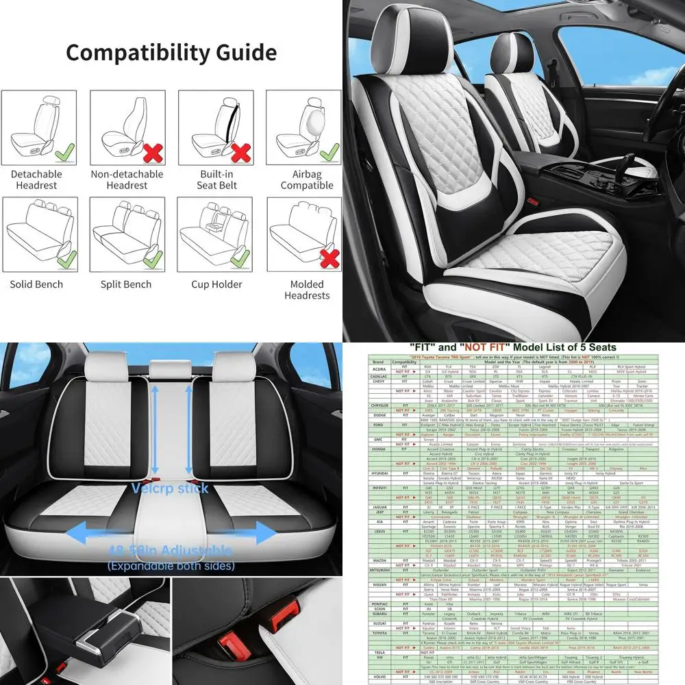 

Полный комплект чехлов на автомобильные сиденья, роскошная кожаная водонепроницаемая нескользящая защита сидений, универсальная, подходит для большинства автомобилей, внедорожников, грузовиков, пикапов, Whi
