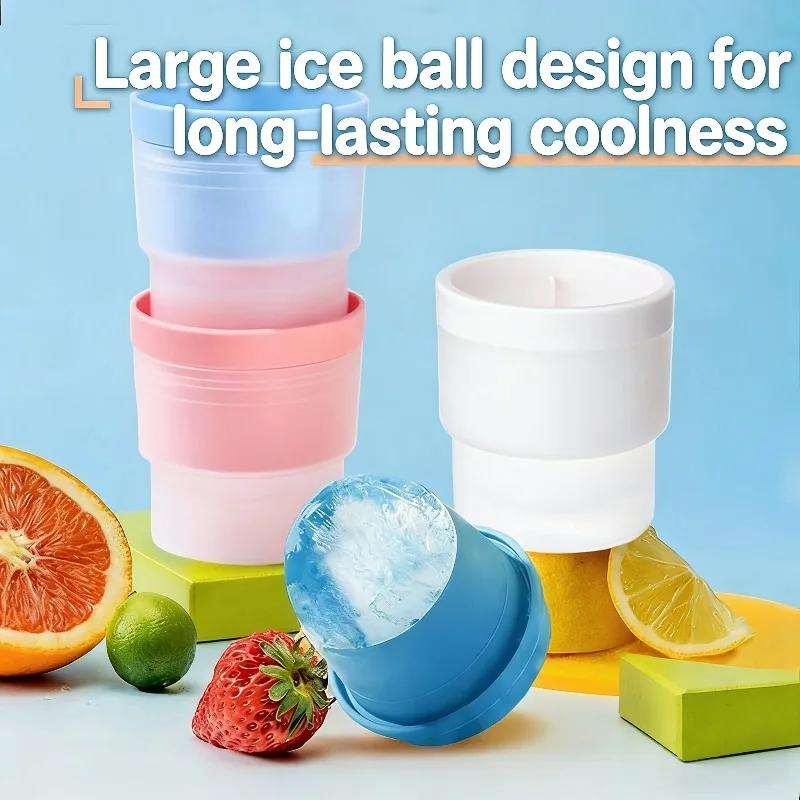 Silikon-Eisballform Stapelbare Langsam Schmelzende Kugelförmige Eiswürfelform für Whiskey Cocktails Lebensmittelecht Wiederverwendbar DIY Eisbereiter – Detail 2