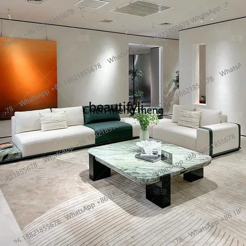 

Italian minimalist natural luxury stone cloud jadeite cream French light luxury style new coffee table