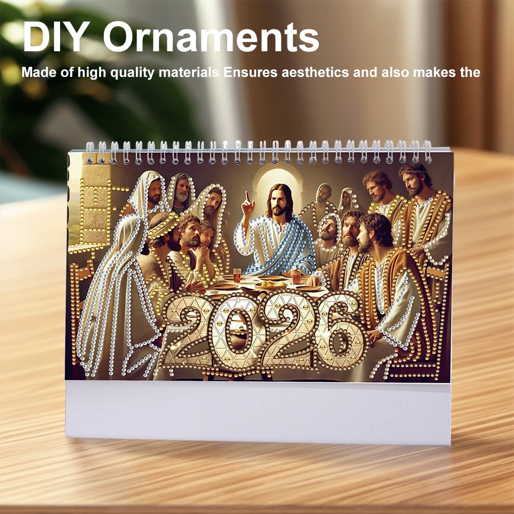 2026 Calendar DIY Diamond Painting Art Kit with Irregular Shaped Diamonds Diamond Painting Kit for Home Office School Scheduling