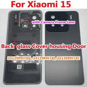 Bilashmart Original Back Glass Xiaomi 15 Mi15 Battery Cover Housing Rear Door Lid Mobile Case + Adhesive Chassis with Camera Frame Lens