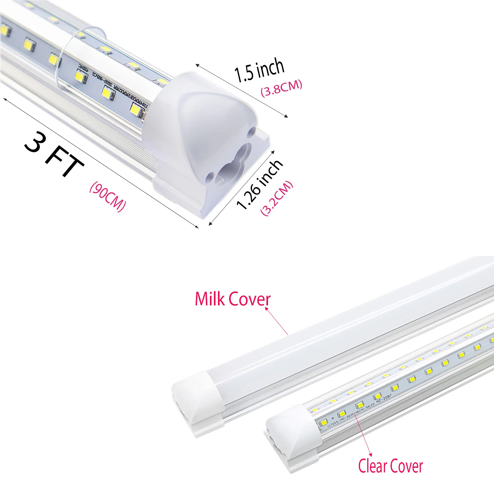 Imagem -02 - Lâmpada Fluorescente Led para Iluminação Doméstica t8 Integrated v Shape Led Tube 3ft 900 mm 28w Entrada ac 85265v 10 Peças Lote